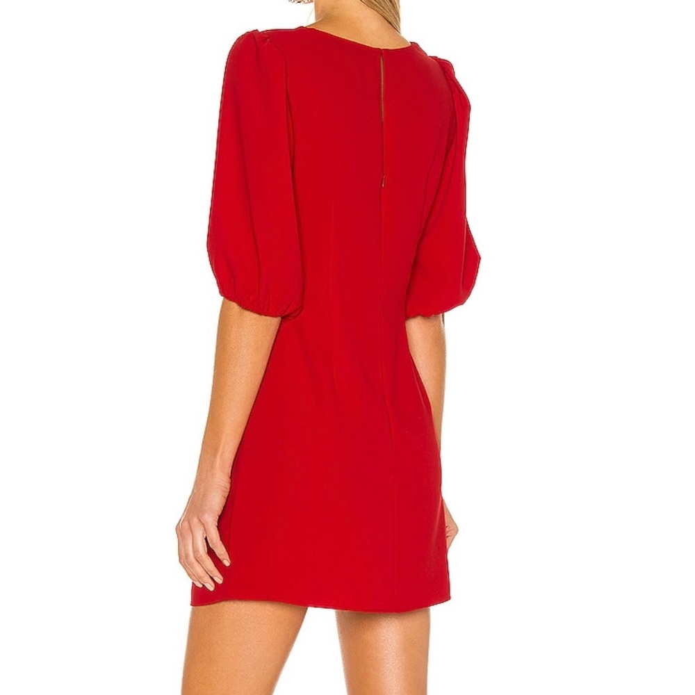 Amanda Uprichard Susannah Red Puff Sleeve Twist Front Mini Dress Women’s S - Picture 2 of 11